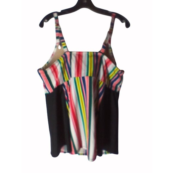 Swim Cacique Womens Tankini Swim Top Striped Multicolor Size 44DDD Padded Cups - Picture 5 of 11